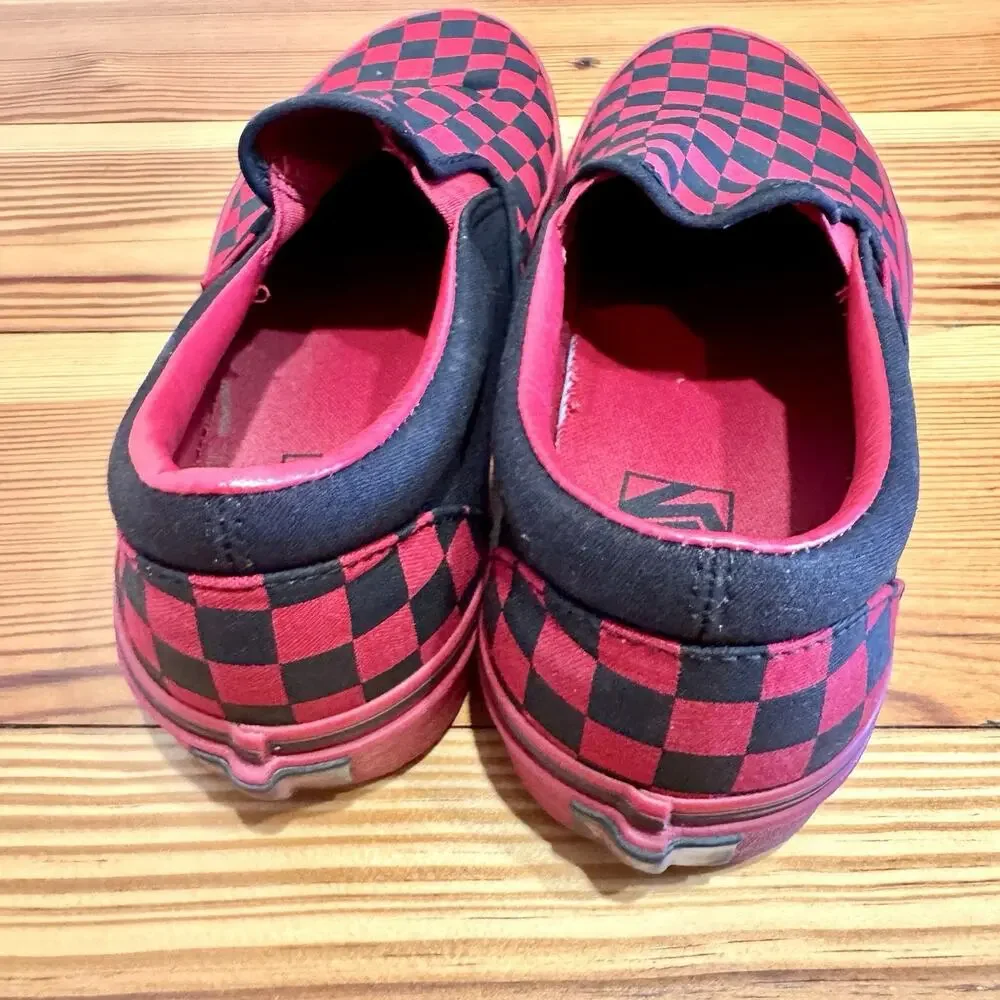 Vans Classic Slip On Checkerboard Red Black Mens 8.5 Womens 10 Skate Flat Shoes